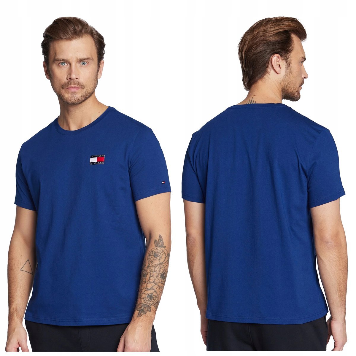 Tommy Hilfiger Męski T-shirt Bawełniany Niebieska Koszulka Sportowa r.M