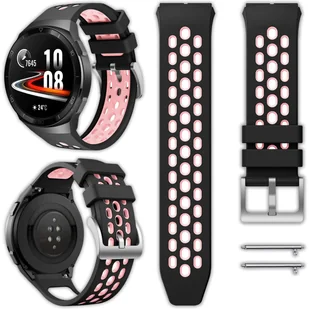 Opaska pasek perferowany Vanfone do Huawei Watch GT 2E 46mm, czarno-różowy - Akcesoria do smartwatchy - miniaturka - grafika 1