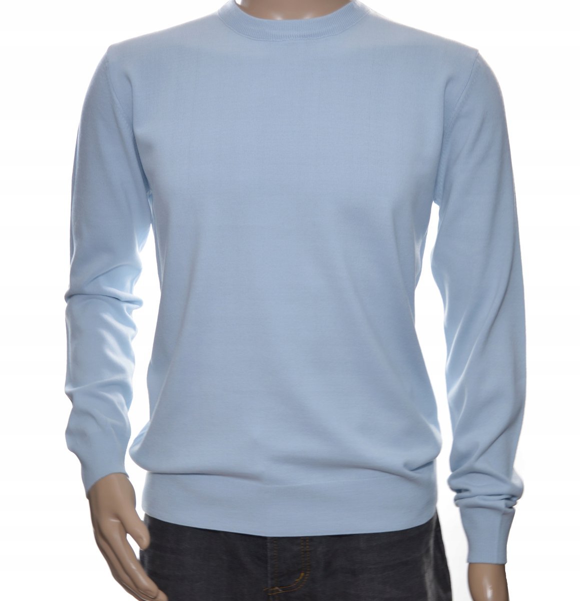 Sweter męski z kaszmiru i wełny merynosów kaszmirowy merino XXL 2XL błękitny 181