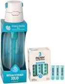Butelki filtrujące - Butelka filtrująca Solid Turkusowa Miętowa 0,7L + 4x filtr wkład węglowy do butelki - miniaturka - grafika 1