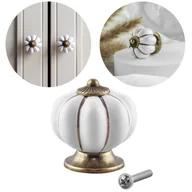 Meble modułowe i akcesoria - Gałka meblowa retro cermiczna uchwyt do mebli klasyczny złoty porcelanowy - miniaturka - grafika 1