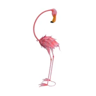 Pozostałe ozdoby ogrodowe - Rzeźba ogrodowa ptak FLAMING różowy metalowy 70cm - miniaturka - grafika 1