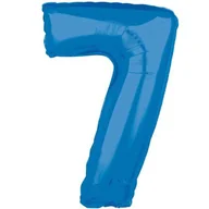 Balony i akcesoria - Amscan Balon foliowy cyfra 7, 26", niebieski 36632 - miniaturka - grafika 1