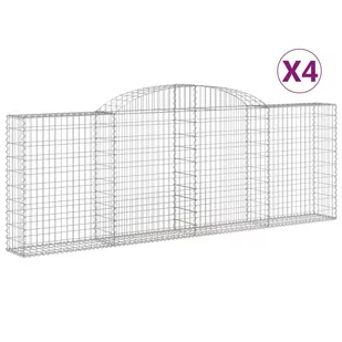 vidaXL Kosze gabionowe, 4 szt, 300x30x100/120 cm, galwanizowane żelazo - Ogrodzenia - miniaturka - grafika 3