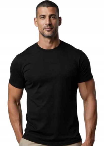FINCUT T-SHIRT MĘSKI CZARNY Z KRÓTKIM RĘKAWEM GŁADKI M ŁYB