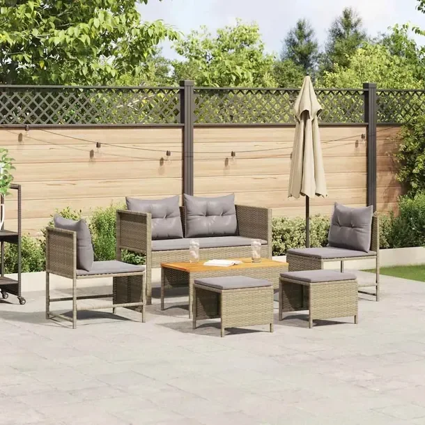 Zestaw Sof Zewnętrznych Beżowy, Nowoczesny Design, Syntetyczny Rattan