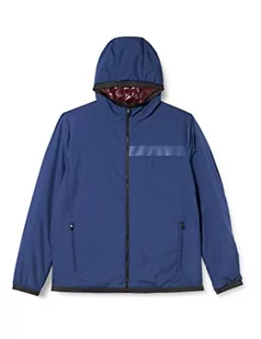 Geox Respira M Renan męska kurtka zewnętrzna z podszewką o wyglądzie puchu z odpinanym kapturem, Estate Blue/Figa, 50 - Kurtki męskie - miniaturka - grafika 1