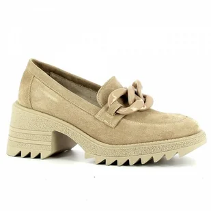 Beżowe zamszowe mokasyny CARINII - Carinii - Mokasyny damskie - miniaturka - grafika 1