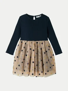 NAME IT Sukienka codzienna 13236039 Granatowy Regular Fit - Sukienki i spódniczki dla dziewczynek - miniaturka - grafika 1