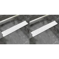 Odpływy liniowe - VidaXL Odpływ prysznicowy liniowy, stal nierdzewna, 2 szt., 630x140 mm - miniaturka - grafika 1
