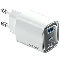 Ładowarki do telefonów - USAMS Ład. siec. CC229 30W GaN USB-C/USB-A Fast Charging XC Series biały/white CC229TC02 - miniaturka - grafika 1