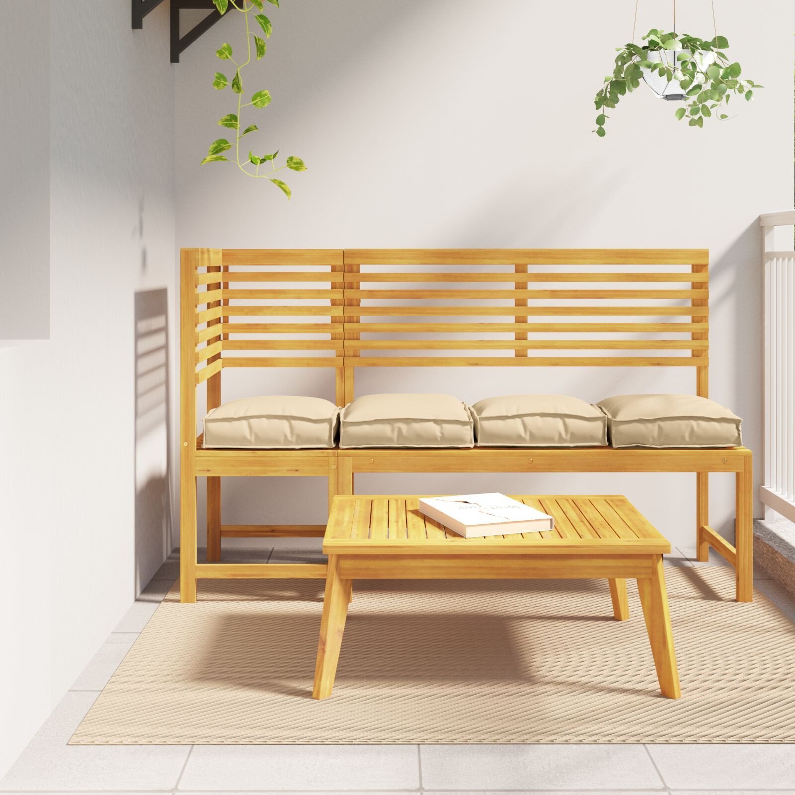 vidaXL Poduszki na palety Zestaw 4 Beżowe Poliester 40 x 40 x 8 cm 42001591