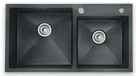 Zlewozmywaki - Zlewozmywak stalowy dwukomorowy STEEL 7843 CZARNY - miniaturka - grafika 1