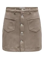Spódnice - ONLY Spódnica z imitacji skóry Amazing 15351289 Beżowy Slim Fit - miniaturka - grafika 1