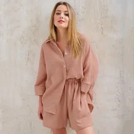 Piżamy damskie - Bawełniana piżama - Beżowy S - miniaturka - grafika 1