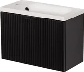 Szafki łazienkowe - Szafka łazienkowa wisząca z umywalką czarny mat 50 cm Fresco Gante - miniaturka - grafika 1