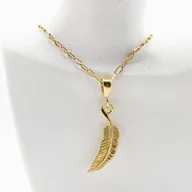 Naszyjniki - Naszyjnik Damski z Zawieszką Pióro, Srebro p.925 Złocone Czystym Złotem - miniaturka - grafika 1
