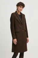 Płaszcze damskie - Tommy Hilfiger płaszcz wełniany kolor brązowy przejściowy WW0WW42738 - miniaturka - grafika 1
