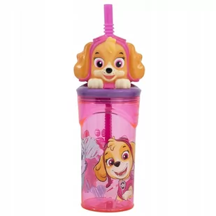 PAW PATROL SKYE RÓŻOWY KUBEK SZKLANKA ZE SŁOMKĄ 3D - Kubki dla dzieci - miniaturka - grafika 1