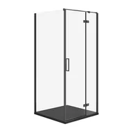 Kabiny prysznicowe - Kabina Prysznicowa Cersanit Jota 80X80X195 kwadratowa prawa transparentny brodzik Tako Slim 4cm Czarny Mat  S601-156 - miniaturka - grafika 1