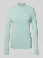 Swetry damskie - Sweter z dzianiny ze stójką - miniaturka - grafika 1