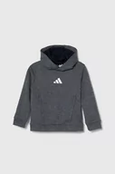 Bluzy dla dziewczynek - adidas bluza dziecięca kolor granatowy z kapturem wzorzysta - miniaturka - grafika 1