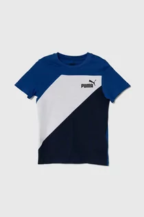 Koszulki dla dziewczynek - Puma t-shirt bawełniany dziecięcy PUMA POWER B kolor granatowy wzorzysty - grafika 1