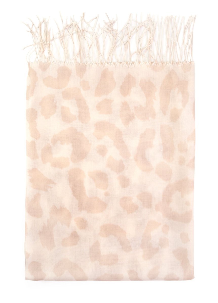 Szalik Damski Z Frędzlami W Panterkę Wiosenny Cienki Elegancki Zwiewny