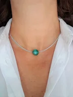 Naszyjniki - Naszyjnik kulka zielone szkło weneckie struna 45cm - miniaturka - grafika 1