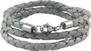 König Design skórzany naszyjnik skórzany pasek skórzana bransoletka 6 mm męski naszyjnik 17 cm - 100 cm pleciony, długość: 85 centymetrów, kolor: jasnoszary - Naszyjniki męskie - miniaturka - grafika 1