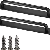 Zawiasy, okucia i inne akcesoria - Opakowanie 2 sztuk czarnych uchwytów do drzwi przesuwnych ze śrubami do szafek, garderób i kuchni. - miniaturka - grafika 1