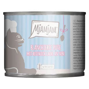 MjAMjAM w sosie, 6 x 185 g - Blanszowany indyk z łososiem - Mokra karma dla kotów - miniaturka - grafika 1