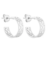 Kolczyki - Srebrne Małe Kolczyki Z Ażurowym Wzorem - miniaturka - grafika 1