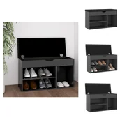 Szafki na buty - vidaXL Ławka na buty z poduszką szara 80x30x47 cm Materiał drewnopochodny - Stojaki i szafki na buty - miniaturka - grafika 1