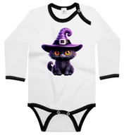 Body dla niemowląt - Body dziecięce Fioletowy Czarny Kot Wiedźma Czarownica Halloween 62/68 - miniaturka - grafika 1