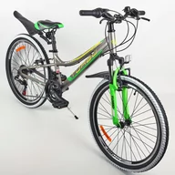 Rowery - Rower dziecięcy MTB 24" GÓRSKI Junior Aluminium Grafitowo/Zielony - miniaturka - grafika 1