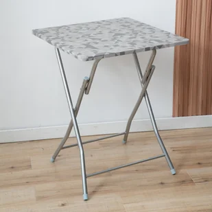 Stolik turystyczny Flower Silver 60 x 60 cm PATIO - Stoły ogrodowe - miniaturka - grafika 1