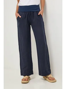 Lin Passion Lniane spodnie w kolorze granatowym - Spodnie damskie - miniaturka - grafika 1