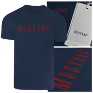 Koszulki męskie - Mustang Koszulka Męska T-shirt Bawełniana 4222 Granatowa Rozmiar L - miniaturka - grafika 1