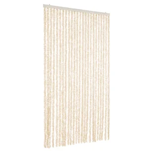 vidaXL Zasłona przeciwsłoneczna szenilowa beżowo-biała 100x220 cm - Zasłony - miniaturka - grafika 1