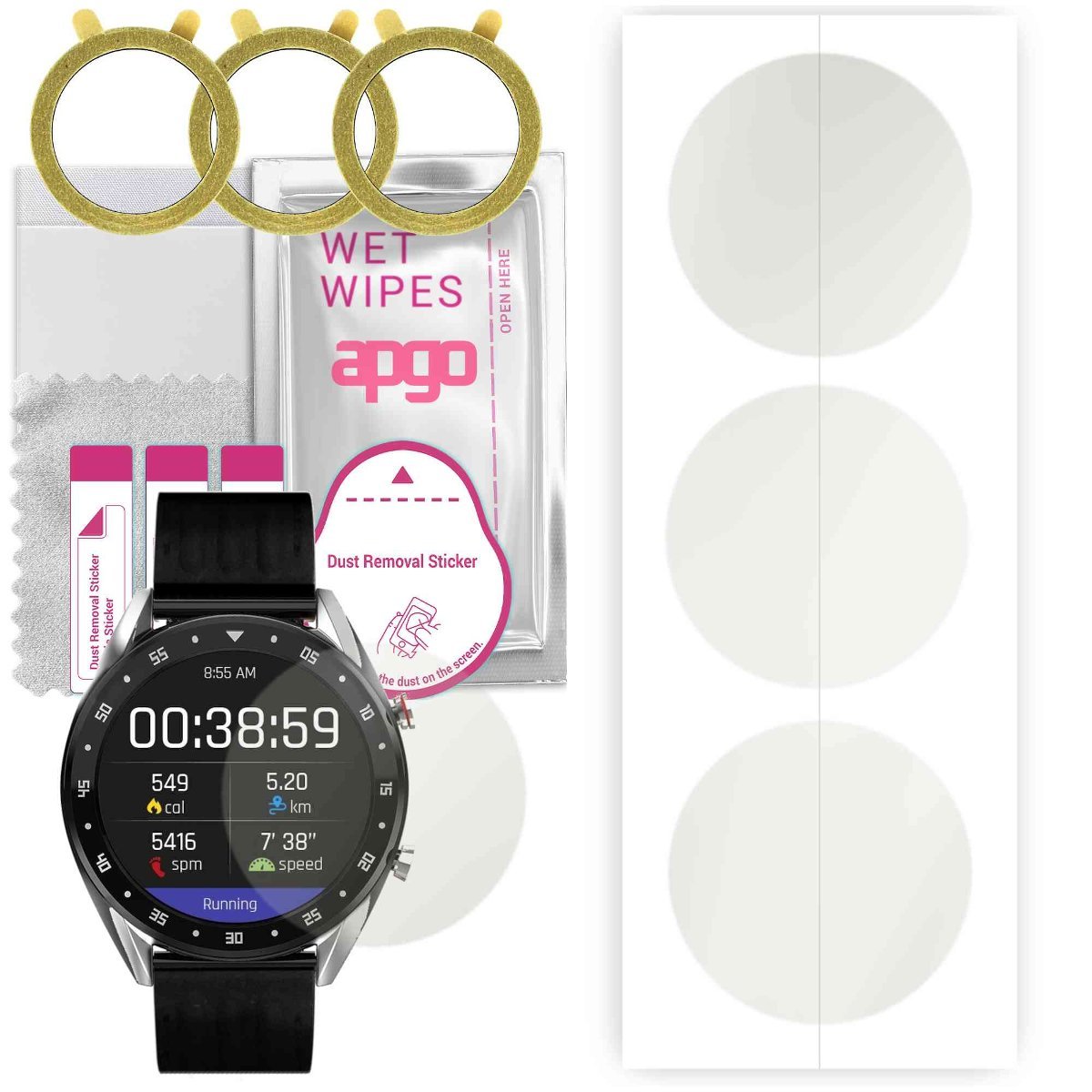 3x Folia hydrożelowa MATOWA do Motus Classic - apgo Smartwatch Hydrogel MATTE Protection Ochrona na ekran smartwatcha