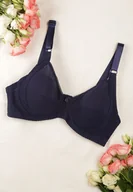 Biustonosze - Granatowy Gładki Biustonosz z Cienkimi Ramiączkami z Regulacją Kashla - Renee - miniaturka - grafika 1