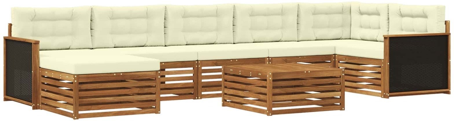 vidaXL Zestaw sof na zewnątrz z poduszką 8 pcs Naturalny i Kremowy