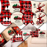 Poszewki na poduszki - POSZEWKI ŚWIĄTECZNE 45x45 NA PODUSZKI JAŚKI CZERWONE DEKORACYJNE BAWEŁNA x4 - miniaturka - grafika 1