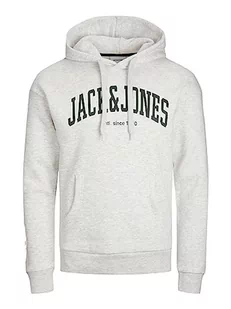Bestseller A/S Męska bluza z kapturem JJEJOSH Sweat Hood NOOS, biały melanż, XL, bia?y melan? - Bluzy męskie - miniaturka - grafika 1