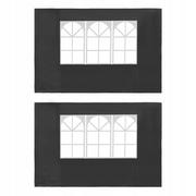 Pawilony ogrodowe - vidaXL Ścianki boczne do namiotu, 2 szt., z oknem, PE, antracytowe - miniaturka - grafika 1