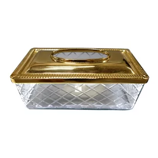 SERWETNIK szklano metalowy ze złotą pokrywką glamour - Dekoracja stołu - miniaturka - grafika 1