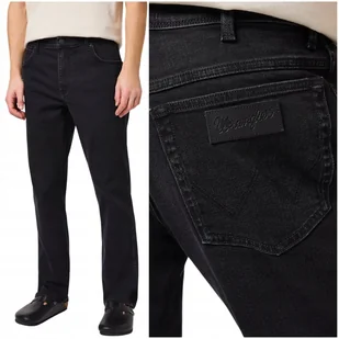 Wrangler TEXAS Pressure klasyczne czarne proste spodnie jeansowe W34 L34 - Spodnie męskie - miniaturka - grafika 1