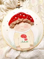 Pamiątka Chrztu Świętego - Aniołek muchomor, obrazek na pamiątkę dla dziecka - miniaturka - grafika 1