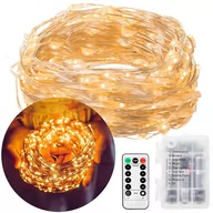 Oświetlenie świąteczne - Lampki choinkowe 100 led na baterie z pilotem druciki mikro biały ciepły CL0101 - miniaturka - grafika 1